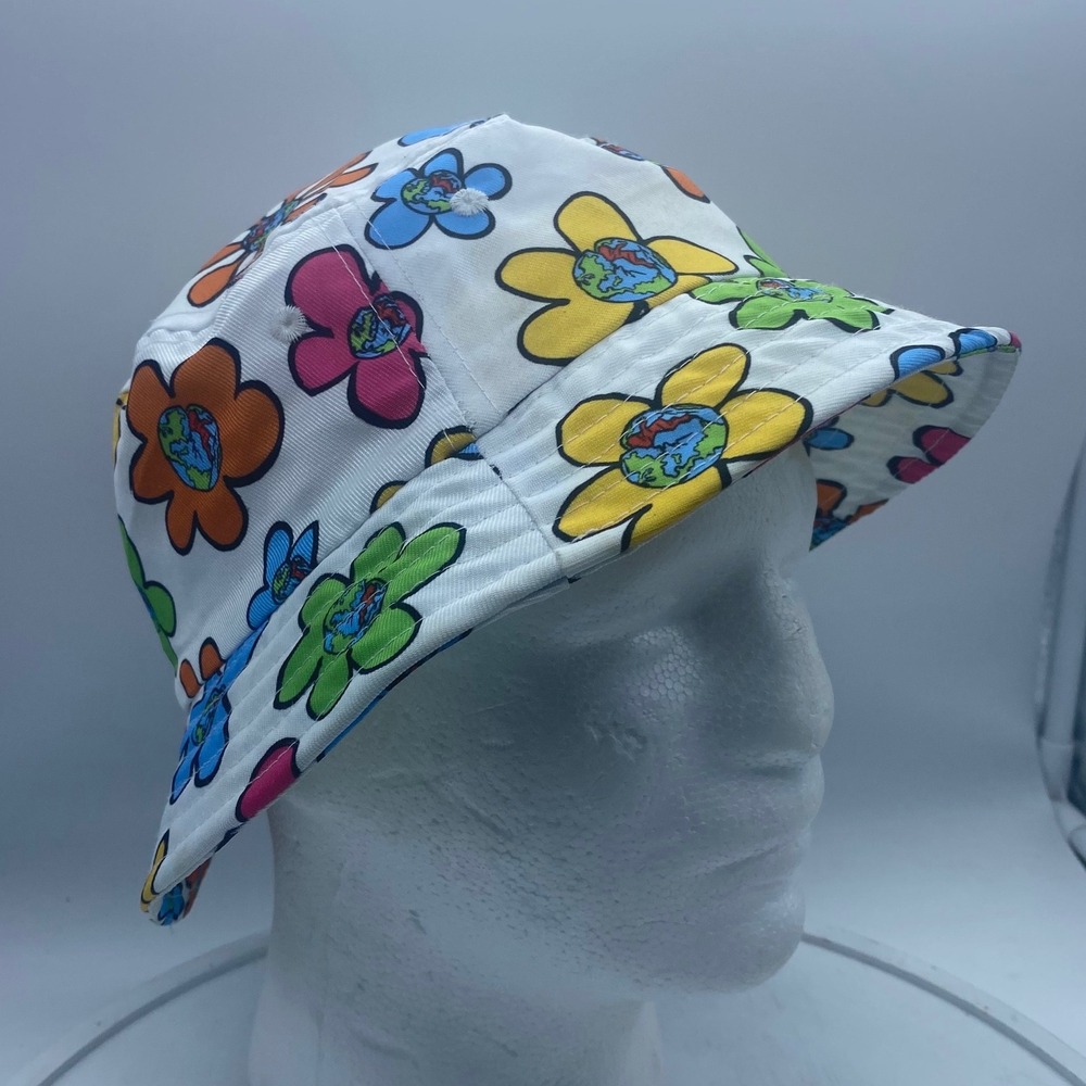 Zumiez Teenage Kids Floral Earth Print Bucket Hat‎ Multicolor Polyester Sun Hat